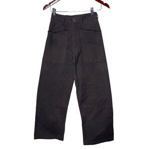 As Ever NYC Brancusi Pant in chocolate Canvas cotton high rise flare leg 24